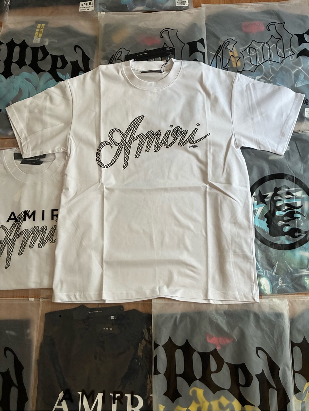 AMIRI White Script Logo Short Sleeve Tee